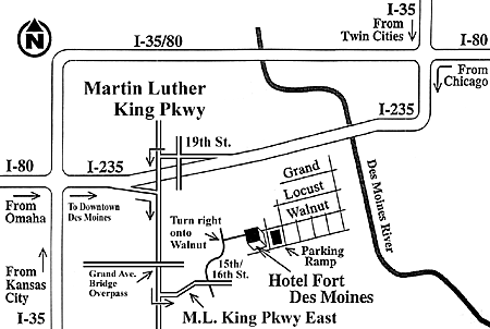 Map of How to get to the Hotel in Des Moines