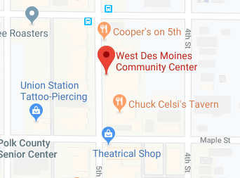 map of west des moines community center's location