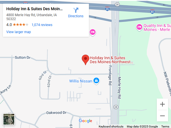 Map of Holiday Inn at 4800 Merle Hay Road, Urbandale, IA 50322